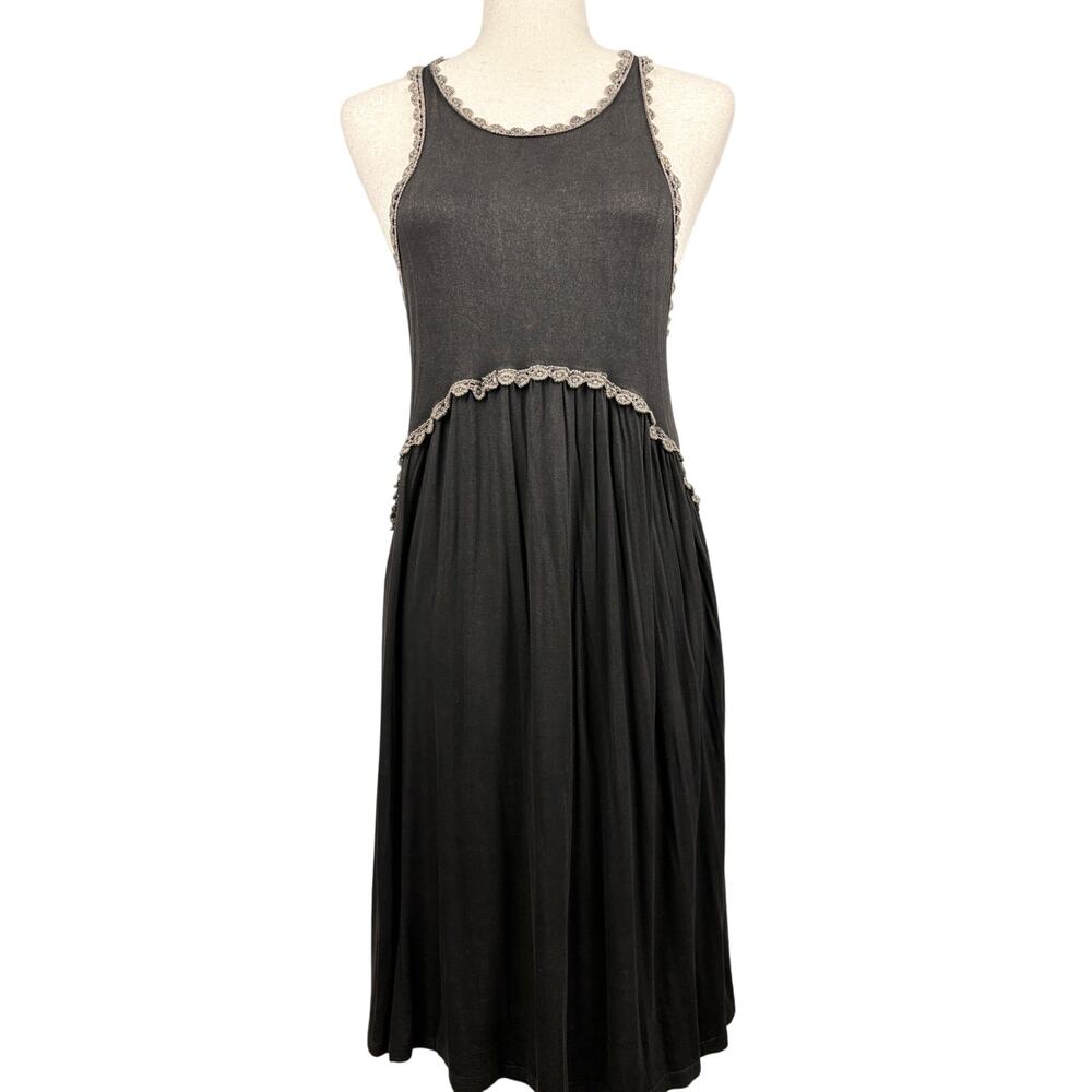 POL Black Maxi Dress Lace Trim Flowy Boho Sleeveless Size Small
